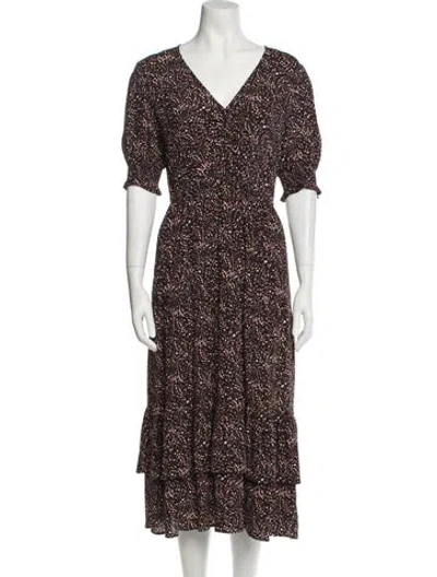 Pre-owned Ba&sh Floral Print Midi Length Dress In Black
