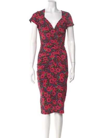 Pre-owned Ba&sh Floral Print Midi Length Dress In Black