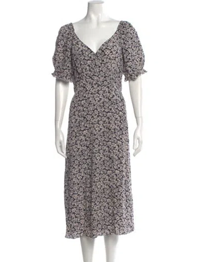 Pre-owned Ba&sh Floral Print Midi Length Dress In Black