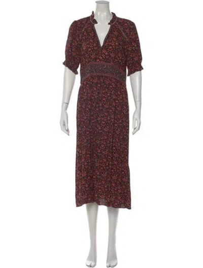 Pre-owned Ba&sh Floral Print Midi Length Dress In Black