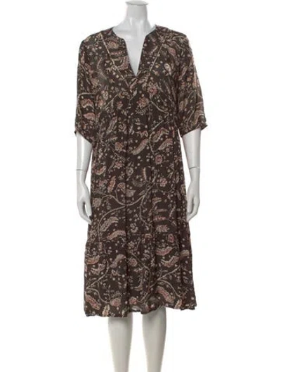 Pre-owned Ba&sh Floral Print Midi Length Dress In Black