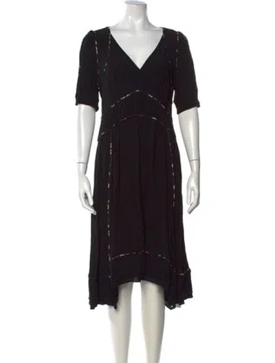 Pre-owned Ba&sh Floral Print Midi Length Dress In Black