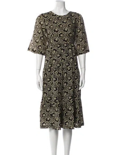 Pre-owned Ba&sh Floral Print Midi Length Dress In Black