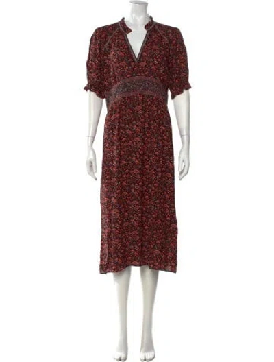 Pre-owned Ba&sh Floral Print Midi Length Dress In Black