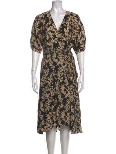 Pre-owned Ba&sh Floral Print Midi Length Dress In Black