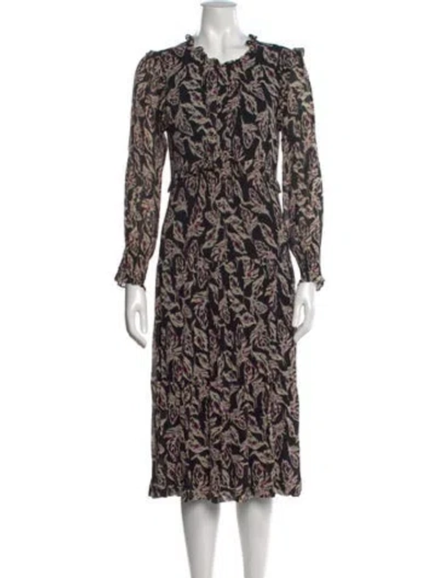 Pre-owned Ba&sh Floral Print Midi Length Dress In Black