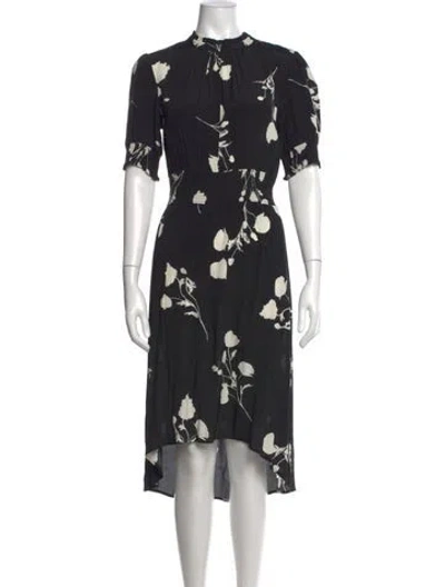 Pre-owned Ba&sh Floral Print Midi Length Dress In Black