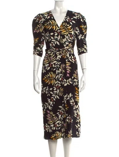 Pre-owned Ba&sh Floral Print Midi Length Dress In Black