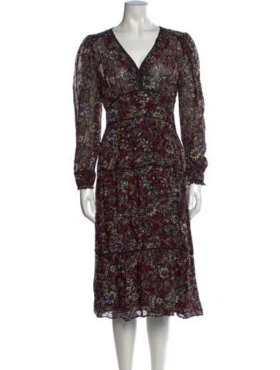 Pre-owned Ba&sh Floral Print Midi Length Dress In Black