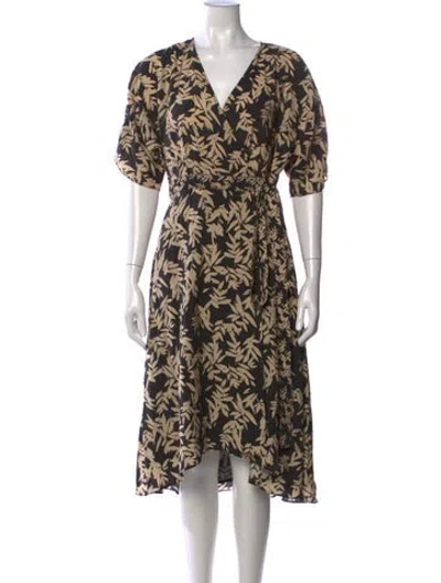 Pre-owned Ba&sh Floral Print Midi Length Dress In Black/neutrals