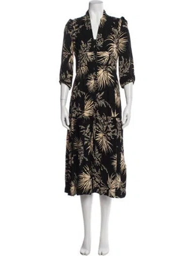 Pre-owned Ba&sh Floral Print Midi Length Dress In Blue