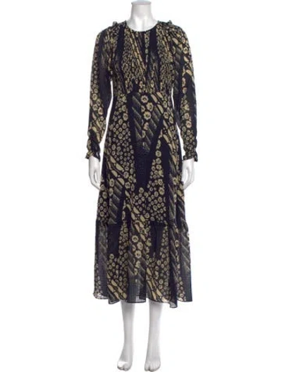 Pre-owned Ba&sh Floral Print Midi Length Dress In Blue