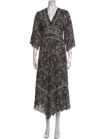 Pre-owned Ba&sh Floral Print Midi Length Dress In Blue