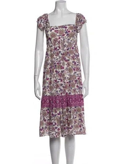 Pre-owned Ba&sh Floral Print Midi Length Dress In Blue
