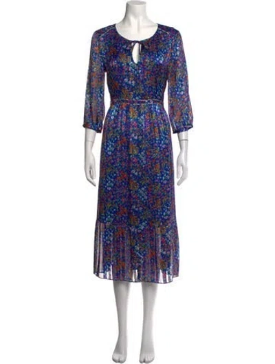 Pre-owned Ba&sh Floral Print Midi Length Dress In Blue