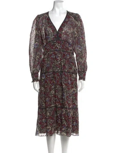 Pre-owned Ba&sh Floral Print Midi Length Dress In Multi