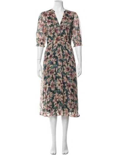 Pre-owned Ba&sh Floral Print Midi Length Dress In Multi