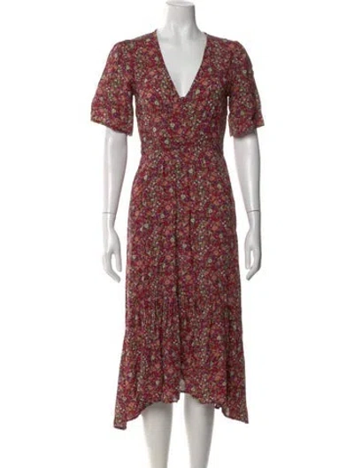 Pre-owned Ba&sh Floral Print Midi Length Dress In Multi