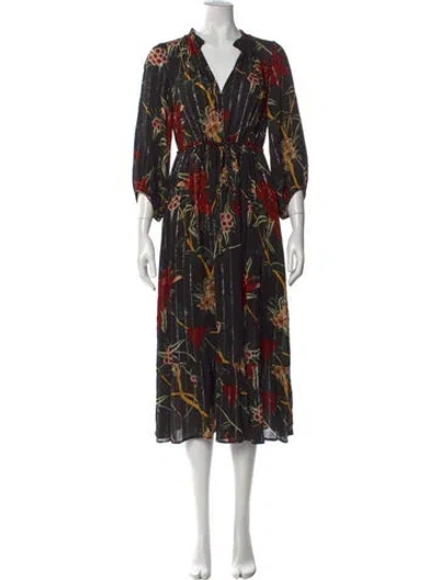 Pre-owned Ba&sh Floral Print Midi Length Dress In Multi