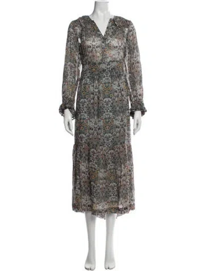 Pre-owned Ba&sh Floral Print Midi Length Dress In Multicolor