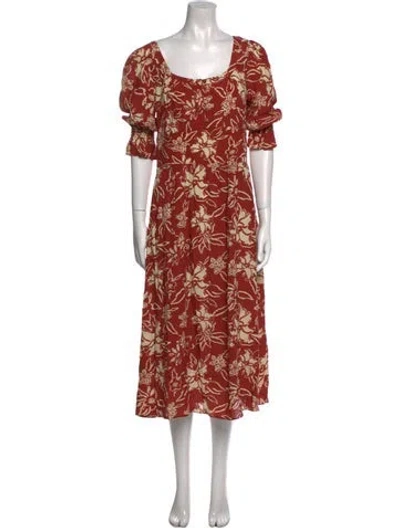Pre-owned Ba&sh Floral Print Midi Length Dress In Neutral