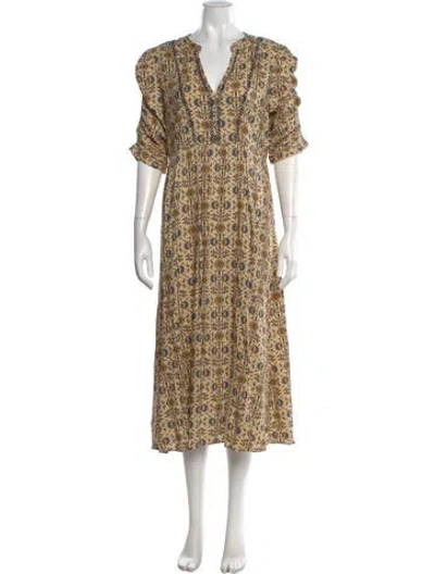 Pre-owned Ba&sh Floral Print Midi Length Dress In Neutral