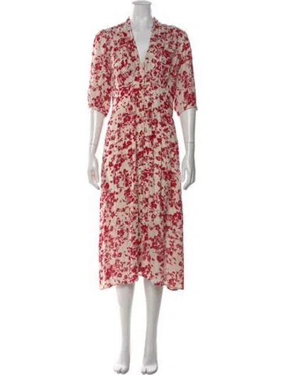 Pre-owned Ba&sh Floral Print Midi Length Dress In Neutral