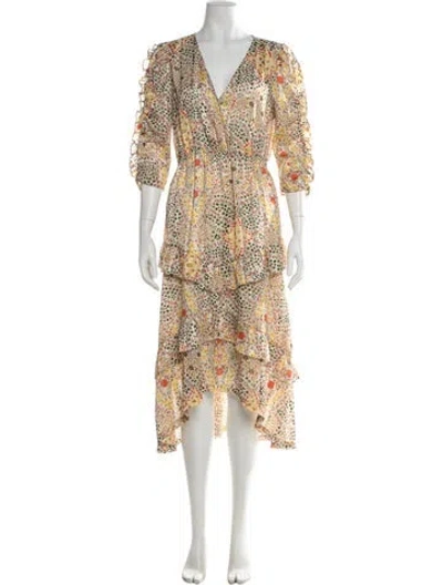 Pre-owned Ba&sh Floral Print Midi Length Dress In Neutral