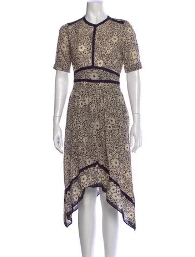 Pre-owned Ba&sh Floral Print Midi Length Dress In Neutral