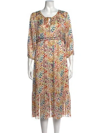 Pre-owned Ba&sh Floral Print Midi Length Dress In Neutral