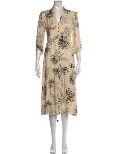Pre-owned Ba&sh Floral Print Midi Length Dress In Neutral