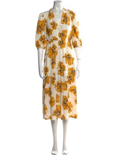 Pre-owned Ba&sh Floral Print Midi Length Dress In Neutral
