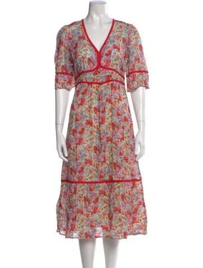 Pre-owned Ba&sh Floral Print Midi Length Dress In Neutral