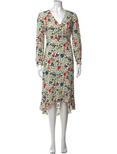 Pre-owned Ba&sh Floral Print Midi Length Dress In Neutrals