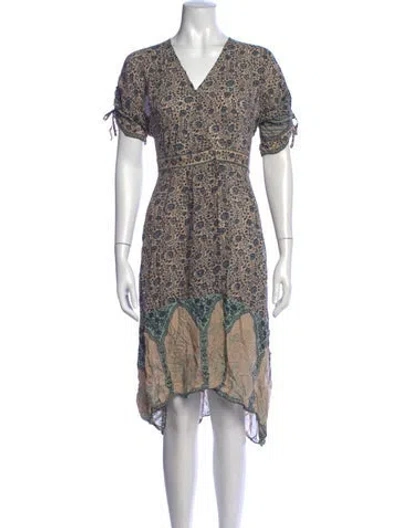Pre-owned Ba&sh Floral Print Midi Length Dress In Neutrals