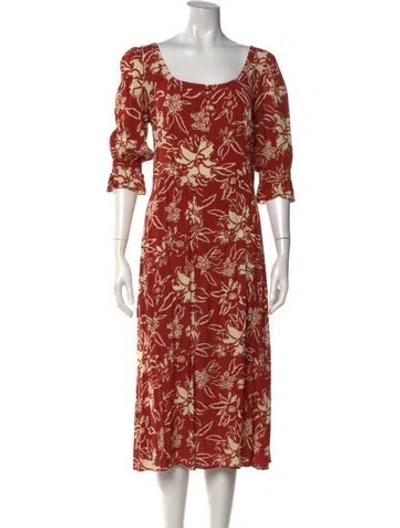 Pre-owned Ba&sh Floral Print Midi Length Dress In Neutrals
