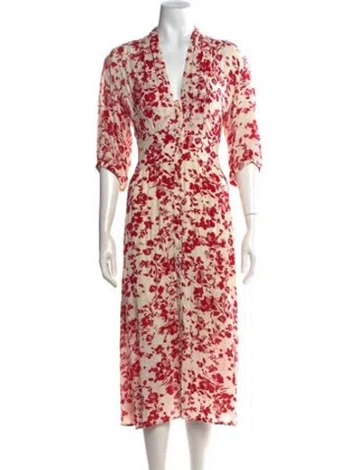 Pre-owned Ba&sh Floral Print Midi Length Dress In Neutrals