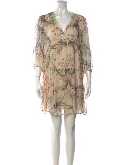 Pre-owned Ba&sh Floral Print Midi Length Dress In Neutrals