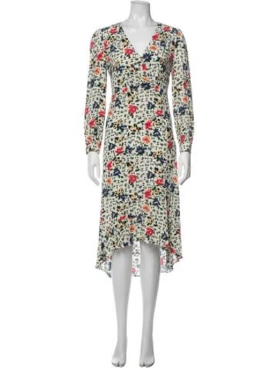 Pre-owned Ba&sh Floral Print Midi Length Dress In Neutrals