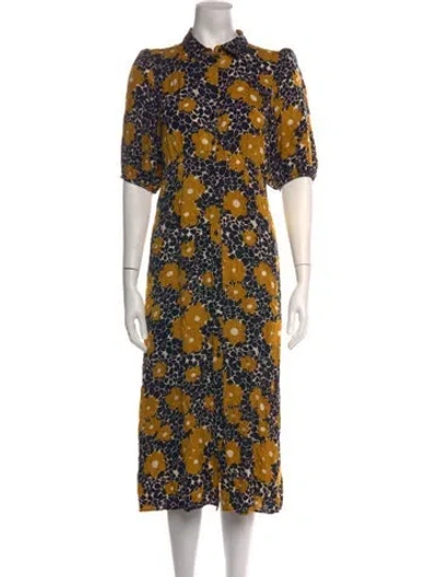 Pre-owned Ba&sh Floral Print Midi Length Dress In Neutrals