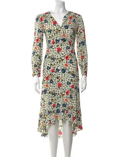 Pre-owned Ba&sh Floral Print Midi Length Dress In Neutrals