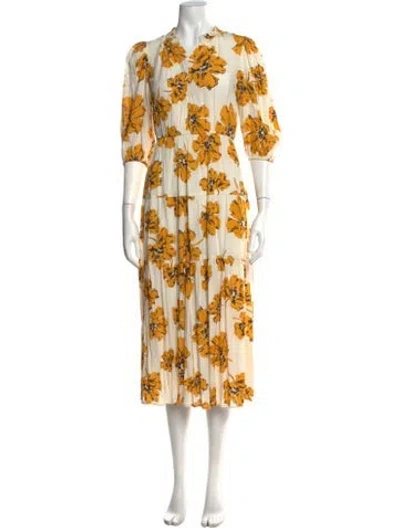 Pre-owned Ba&sh Floral Print Midi Length Dress In Neutrals