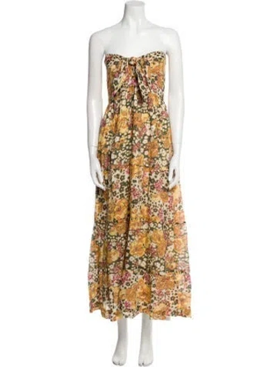 Pre-owned Ba&sh Floral Print Midi Length Dress In Orange