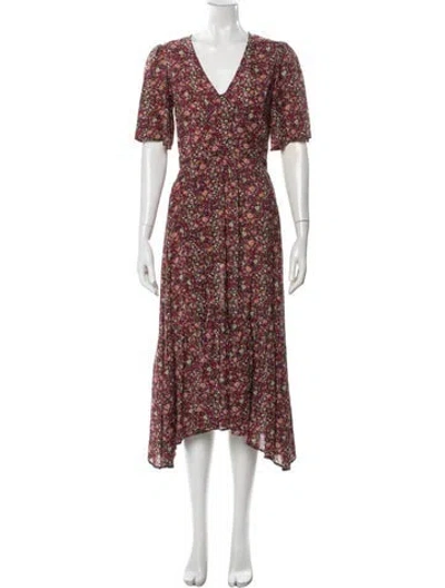 Pre-owned Ba&sh Floral Print Midi Length Dress In Pink