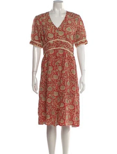 Pre-owned Ba&sh Floral Print Midi Length Dress In Pink