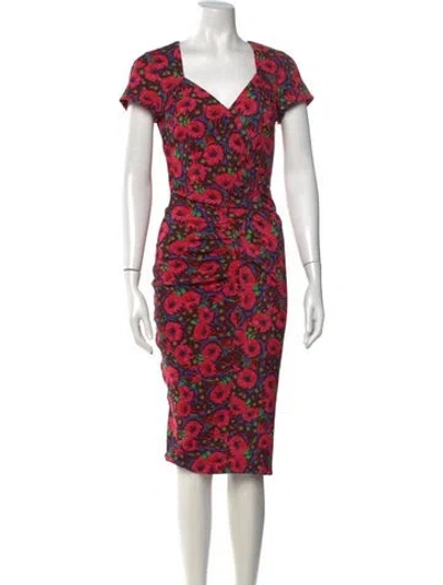 Pre-owned Ba&sh Floral Print Midi Length Dress In Pink