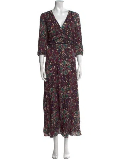 Pre-owned Ba&sh Floral Print Midi Length Dress In Purple