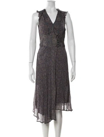 Pre-owned Ba&sh Floral Print Midi Length Dress In Purple