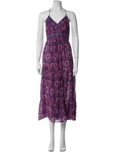 Pre-owned Ba&sh Floral Print Midi Length Dress In Purple