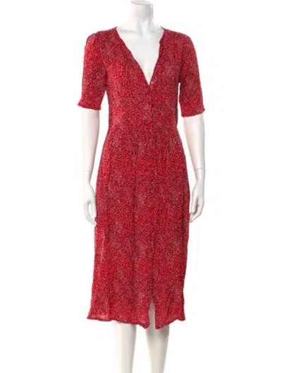Pre-owned Ba&sh Floral Print Midi Length Dress In Red